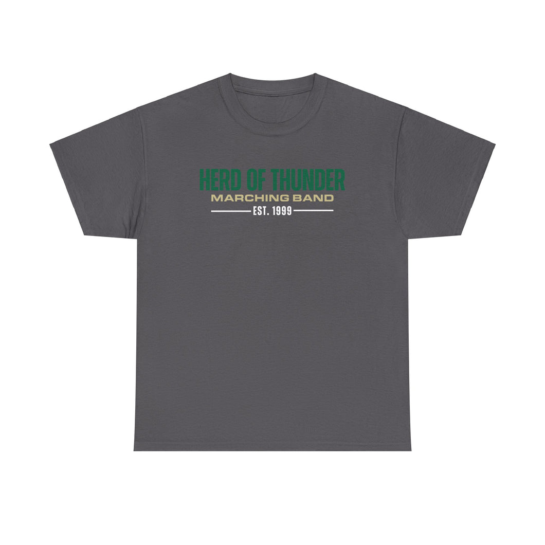 Herd of Thunder Marching Band | Est. 1999 | Green, Gold, & White logo